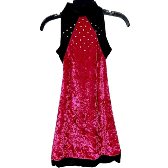 GORGEOUS Weissman Dance Costume Pink Black Velvet Rhinestones Adult Small - Picture 1 of 6